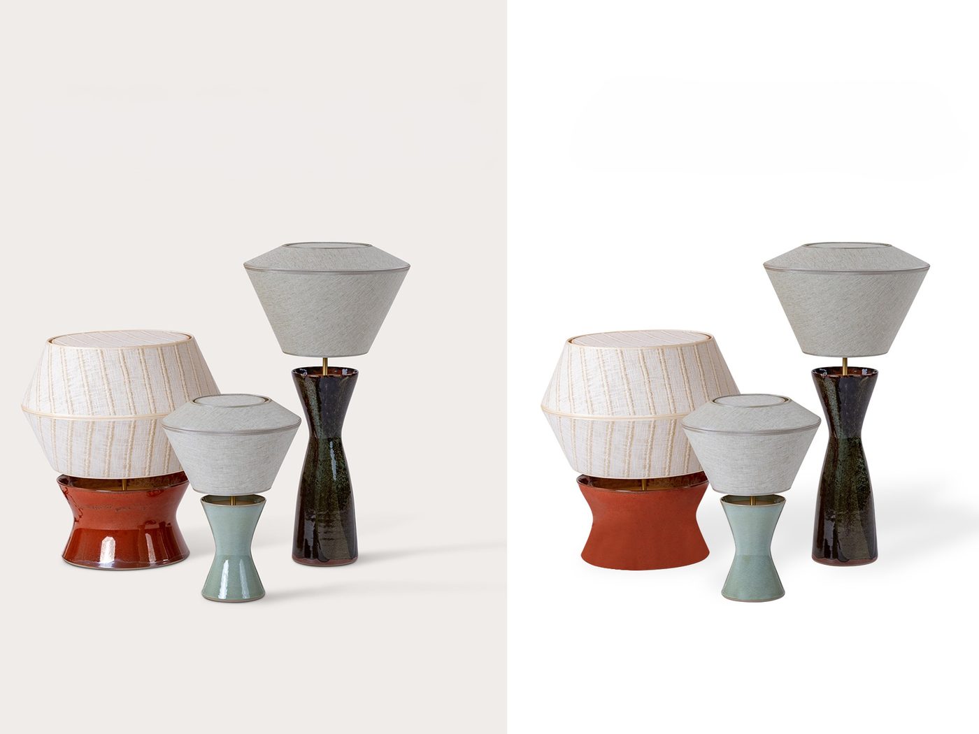 Product set on a clean white background with soft shadow (before left, after right)